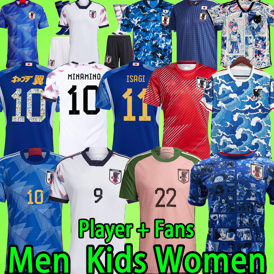 

Japan 2022 Soccer Jerseys Cartoon ISAGI ATOM TSUBASA MINAMINO ASANO DOAN KUBO WOMEN MEN KIDS KIT Japanese uniforms 18 19 20 21 22 23 Football Shirts Fans Player version, 2021 kids kit