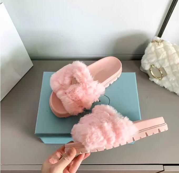 

Women Slippers Home Sandal Slides Woollen Designer Cross Vamp Winter Womens Wool Triangle Leisure Luxury Plush Fashion Warmth Bottom Slippers, Add postage