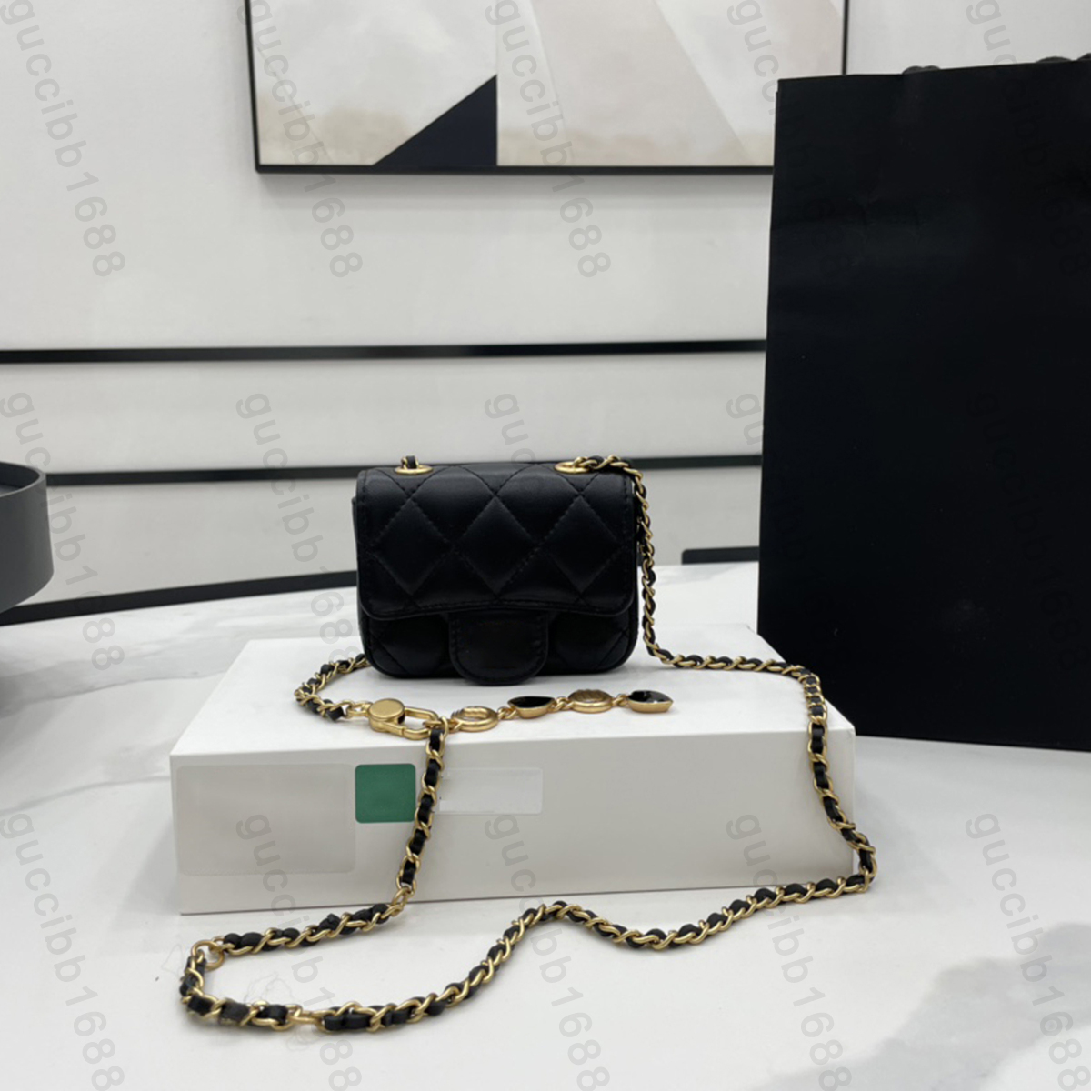 

10A Top Tier Quality Mini Square Belt Bag Luxury Designers Real Leather Lambskin Quilted Purse Womens Wallet On Chain Handbag Crossbody Shoulder Strap Black Box Bag, Upload pics to contact us