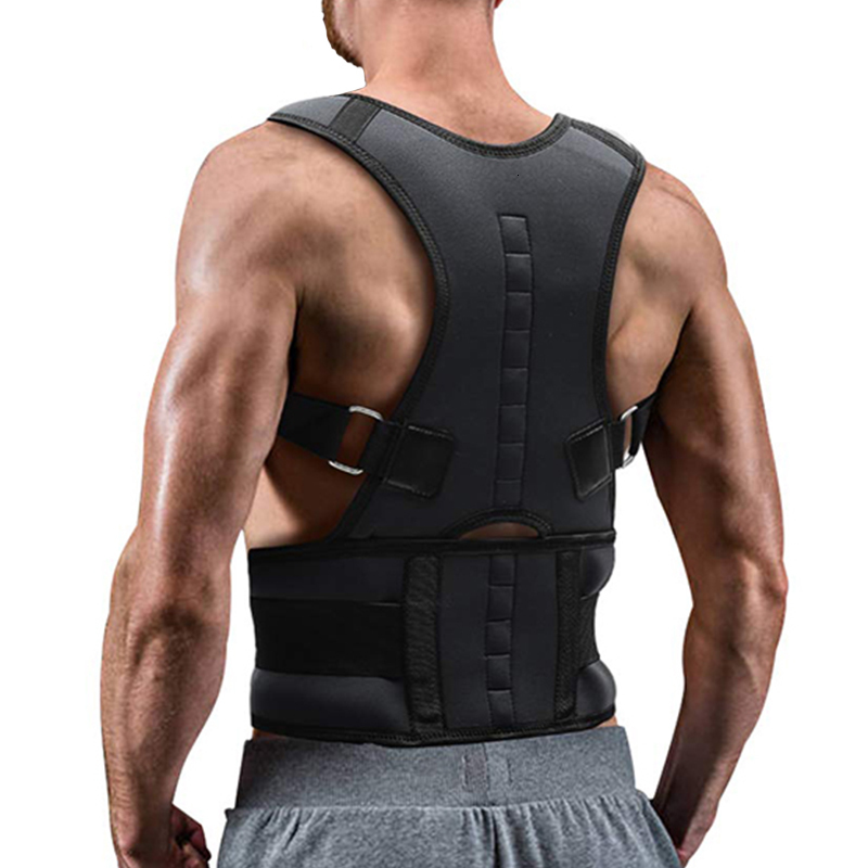 

Waist Tummy Shaper Magnetic Therapy Posture Corrector Brace Shoulder Back Support Belt Straightener Redress Humpback Correction Adjustable Unisex 221208, Black2