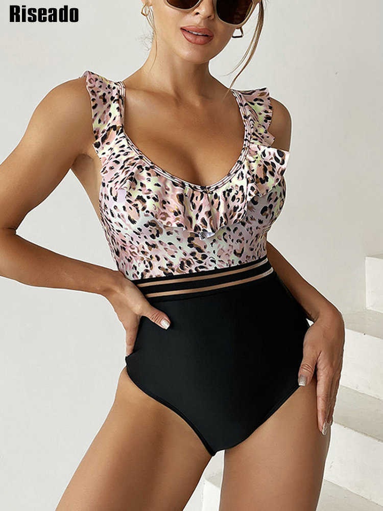 

Swim Wear Riseado One-pieces Swimsuit Mesh Swimwear Women 2022 Leopard Swimming Suit for Women Beachwear Cross Back Single Piece Bath Suit T221208