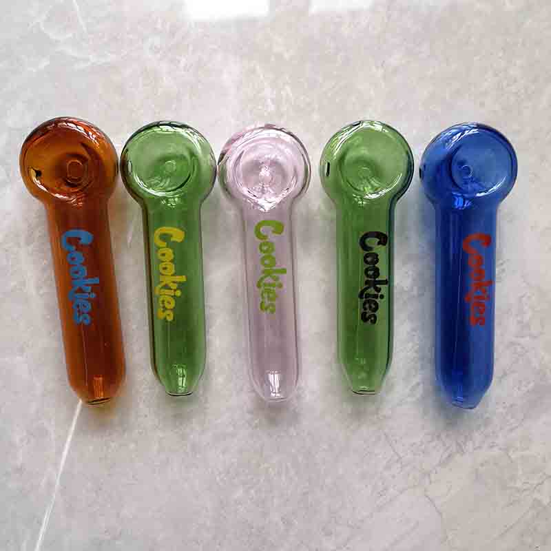 

Latest Tobacco Glass Pipes Cucumber Hand Heady Pyrex Spoon Bongs Oil Nail Smoking Pipe Thick 7 Colors 4.0inches