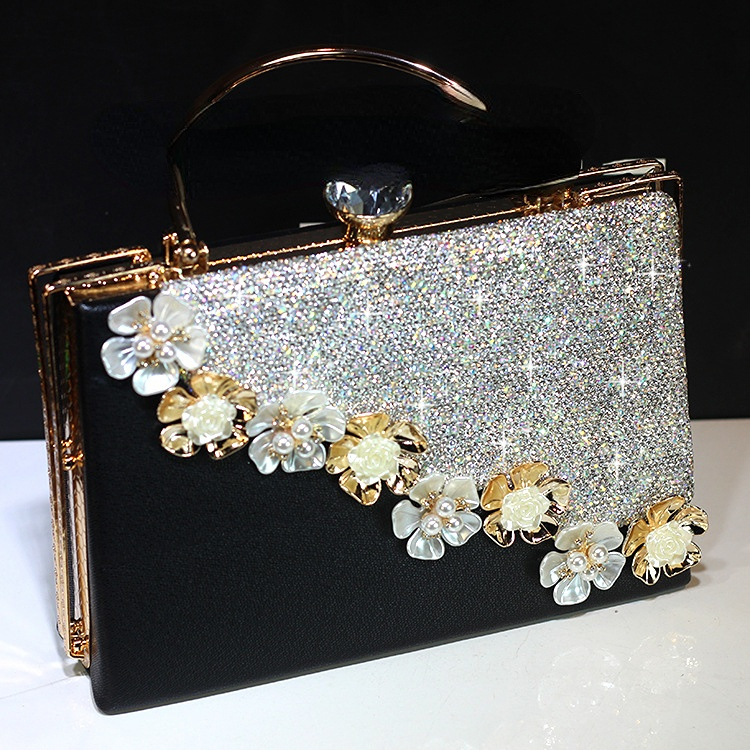

Evening Bags Girls Diamond-encrusted Rhinestone Hand Grip Fashion Trend Leather Large Capacity Banquet Bag, Aspic