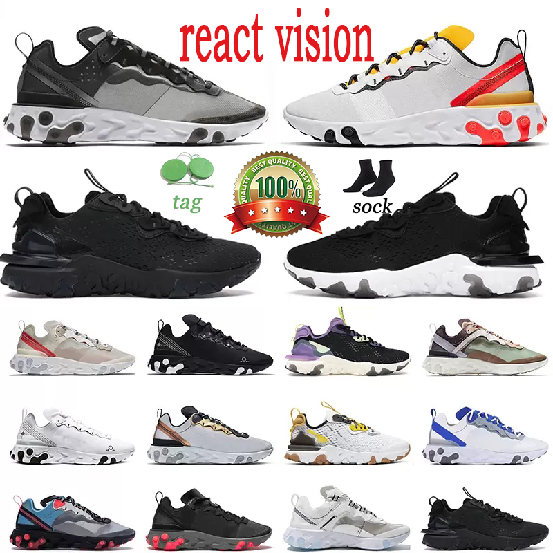 

React Vision Element 55 87 Running Shoes EPIC Vision Undercover Anthracite Worldwide Pack White Men Women Black Iridescent Sneakers Trainers Sport New Quality, 11