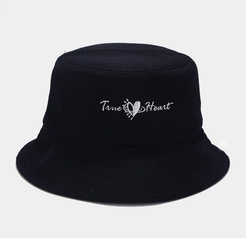 

Berets Cotton Love Embroidery Bucket Hat Fisherman Outdoor Travel Sun Cap Hats For Men And Women 370, White