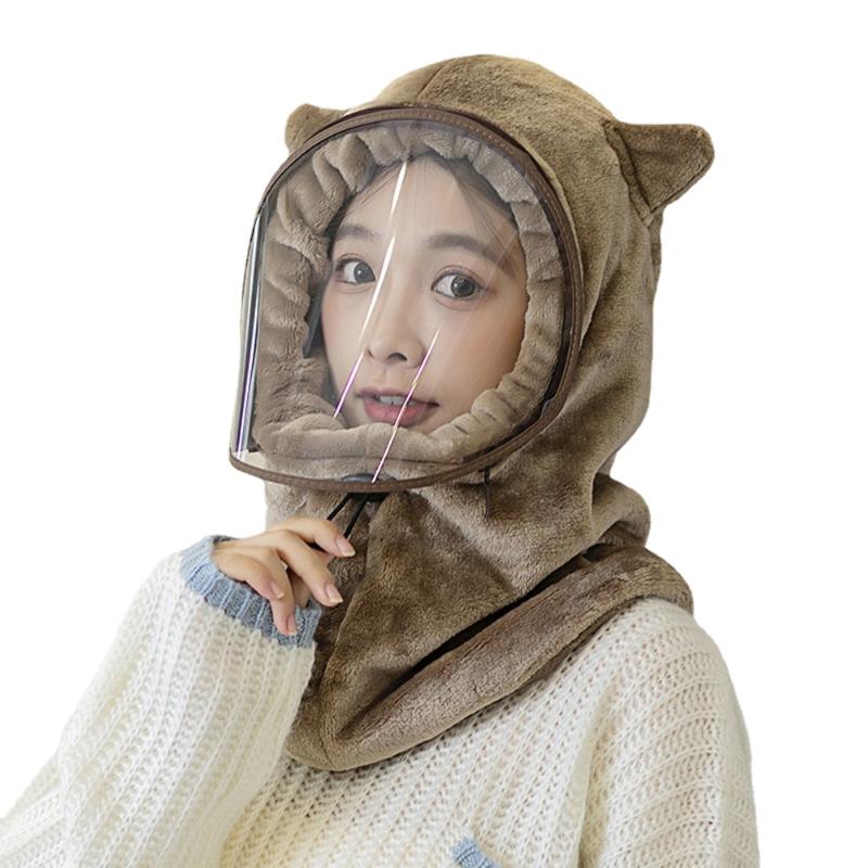 

Berets WINTER CYCLING Windproof And Cold Proof Pullover Hat Plush Warm Versatile Young Women Ear Protection Y002, Black
