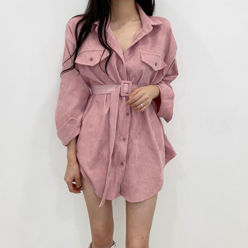 

Women's Blouses & Shirts 2022 Spring Women Corduroy Vintage Style Sweet Pink Fashion Buttons Down Teenage Girls Retro Casual Tops, Beige