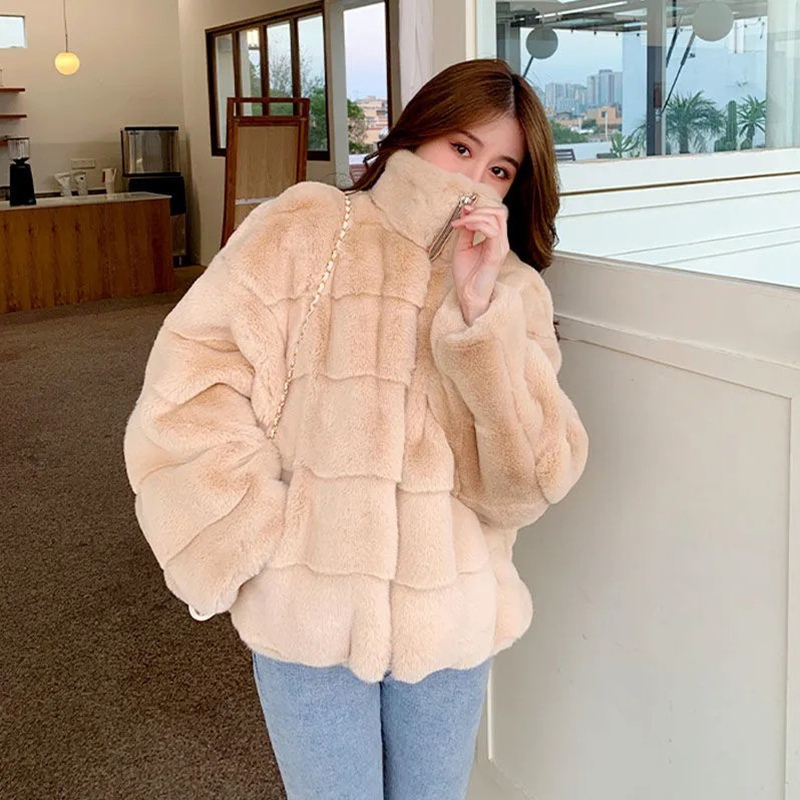 

Women s Leather Faux Warm Plush Jacket Women Winterwear Fur Coat Female Winter Artificial Jackets Ladies Simulate Natural Mink 221208, Brown fur coat