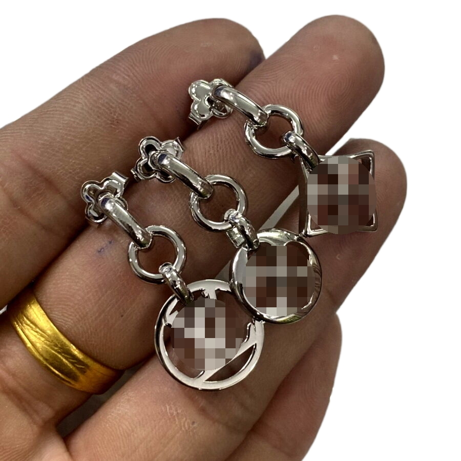 

New designed women Silver Dangle 3 in 1 Earring V Letter full diamonds combination Brass 18K Gold plating ladies love pendants Earrings studs Designer Jewelry LE-201