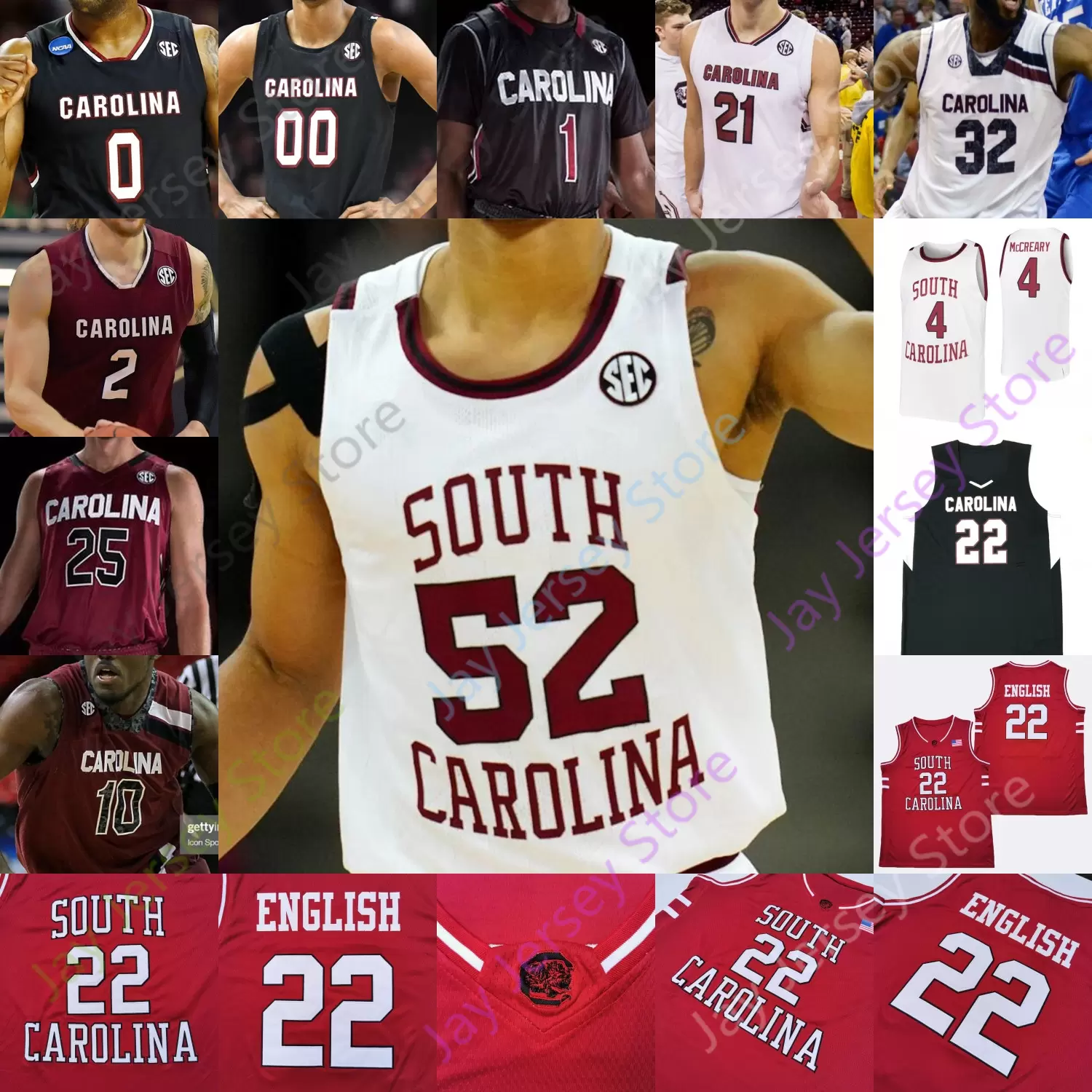 

South Carolina Gamecocks Basketball Jersey NCAA College Seventh Woods McCreary Trae Hannibal Ford Cooper Jr. TJ Moss Leveque Benson, White iii