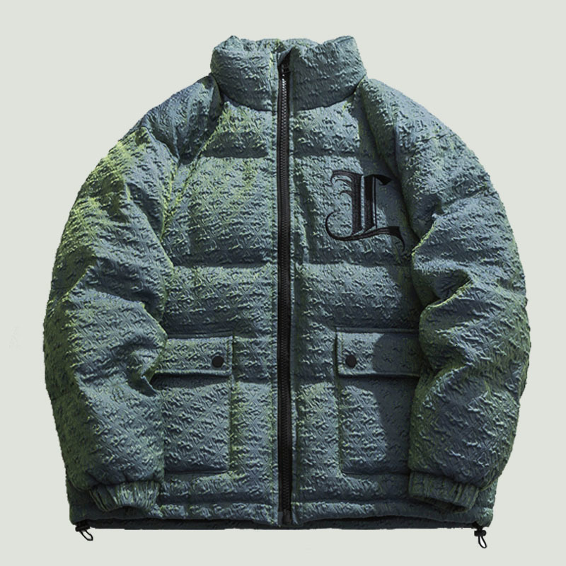 

Men's Down Parkas Streetwear Vintage Padded Mens Gothic Letters Embroidery Loose Coats Winter Warm Harajuku Solid Color Casual Parka Unisex 221208, Black