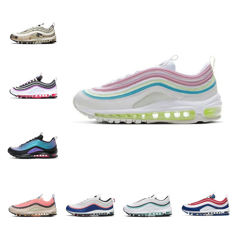 

2023 97s Mens Womans Cushion Running shoes for Men Women Hiking air Trainers Halloween Light Blue Red Leopard Reflective max Bred South Beach sports sneakers 97, Color23