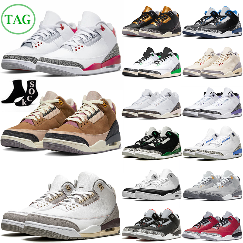 

3 basketball shoes for men women Jumpman 3s Archaeo Brown Fragment Fire Red New Cool Grey Pine Green Muslin Georgetown mens trainers womens outdoor sports sneakers, Dark mocha