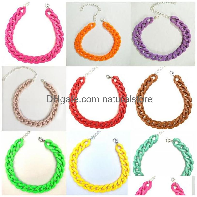 

Chains Womens Chain Necklace Fashion Colorf Acrylic Thick Necklaces For Women Men Bohemian Plastic Choker Jewelry Gifts 444 D3 Drop Dh381