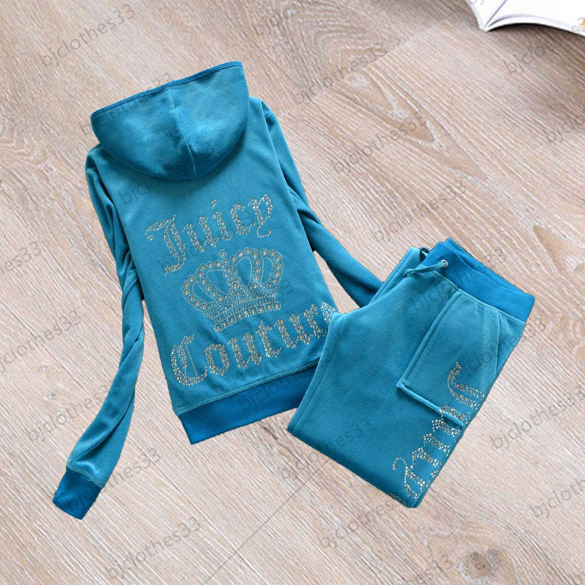 

Juicy Tracksuit Brand Womens Two Piece Pants Hot Drill Regular Long Sleeve Hooded Tops High Waist Drawstring Straight Trousers Fashion Designer Women Clothes