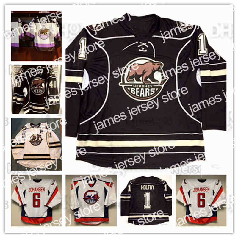 

College Hockey Wears Custom Hershey Bears Hockey Jersey AHL Tobias Geisser Dylan McIlrath Drake Rymsha Michal Kempny Lucas Johansen Kody Clark Ryan Dmowski Matt, Black