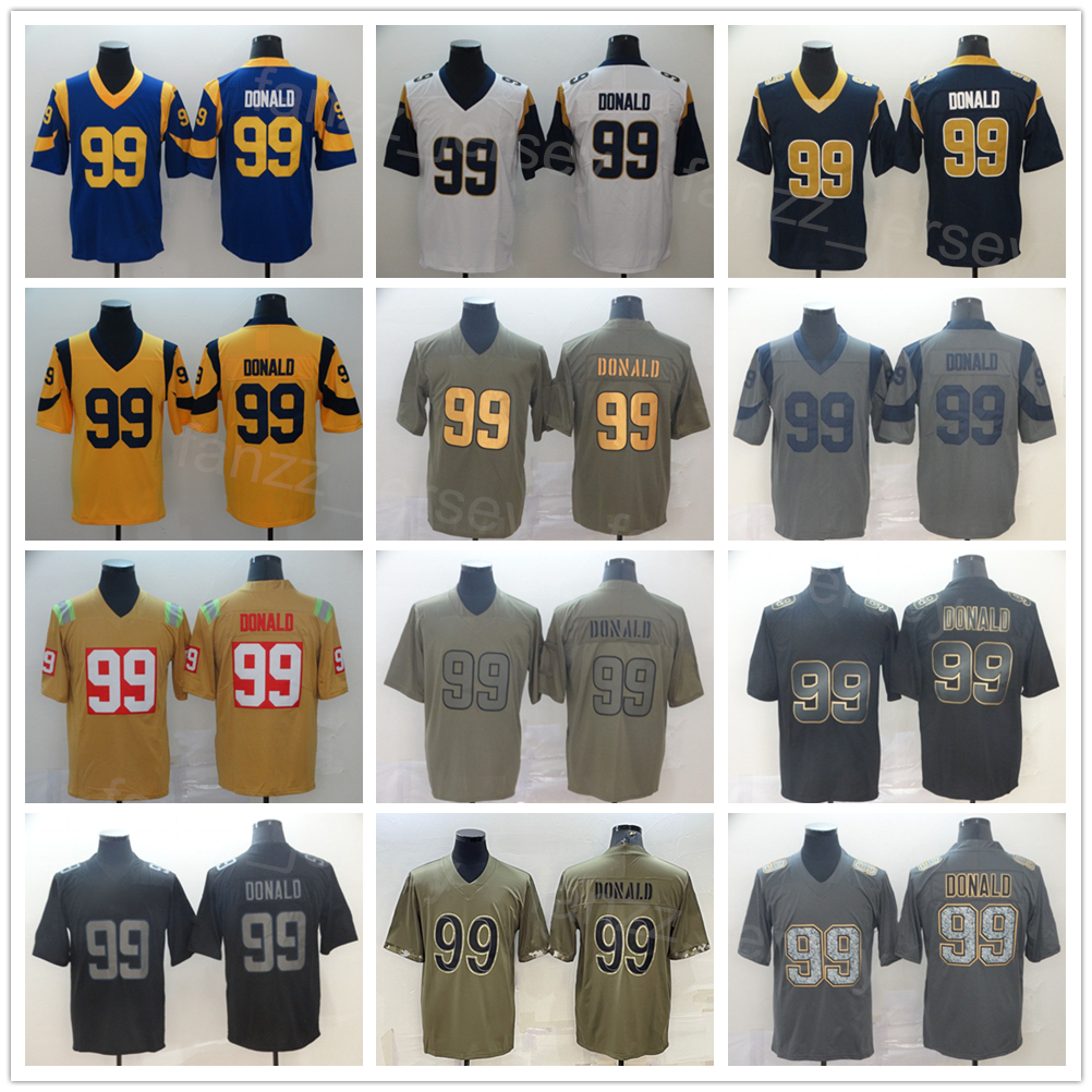 

Men Football 99 Aaron Donald Jersey All Stitched Team Color Black White Grey Leopard Grain Rainbow Smoke Drift Flag Hyphenation Goddess Olive Salute To Service, Army green
