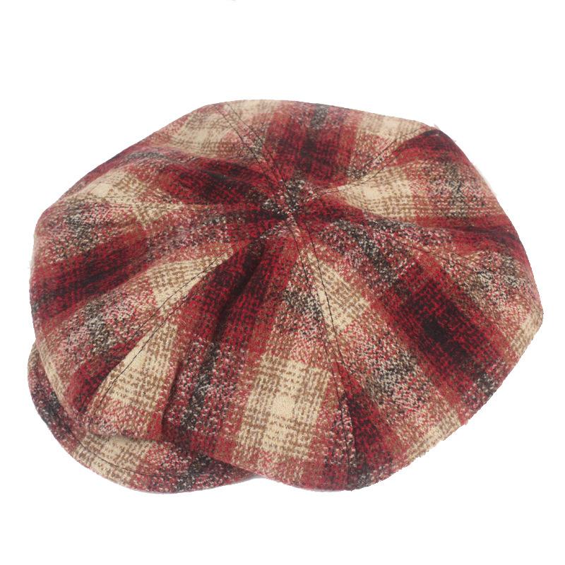 

Berets QBHAT Cotton Women Octagonal Hats Spring Autumn Artist Painter Sboy Caps Men Red Black Plaid Beret Cap Wholesale