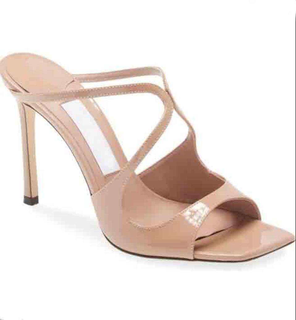 

Woman sandal high heels luxury designers Anise Strappy Sandal Mules slipper shoes square toe slide7828963, 22