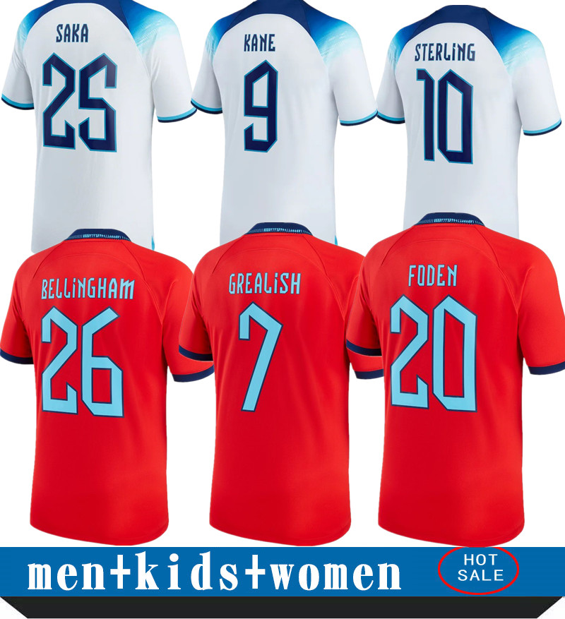 

2022 World Cup ENGlANDS soccer jersey KANE RASHFORD GREALISH STERLING MOUNT FODEN SAKA 2022 2023 children Kids kit Men woman national team Sport football shirt, Grey