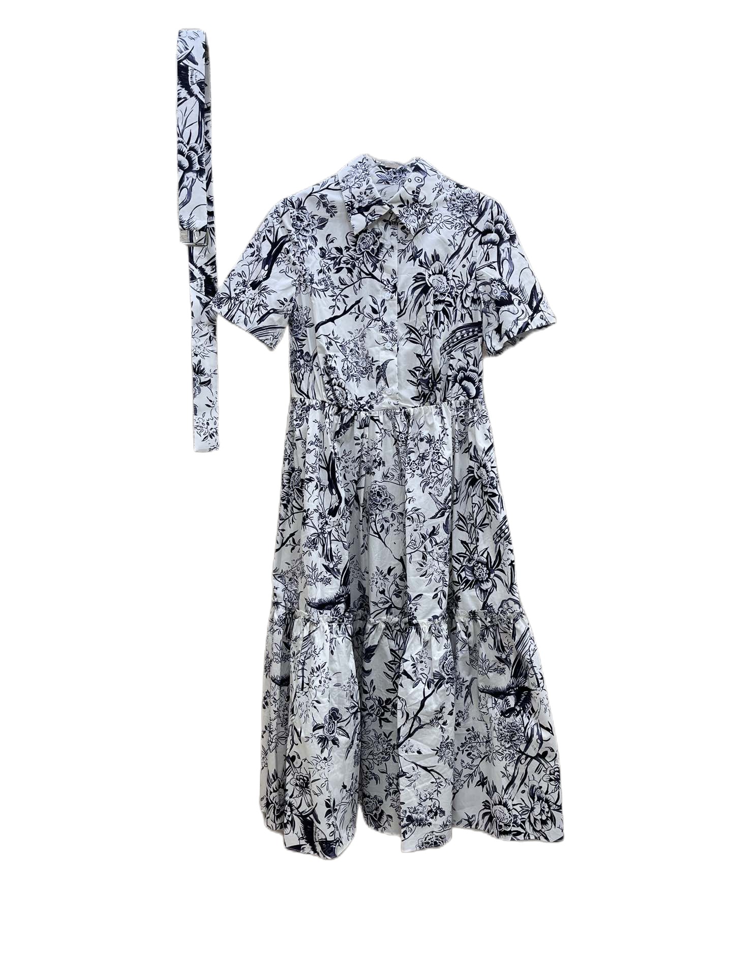 

Temperament new cotton digital printing original customized dress, White