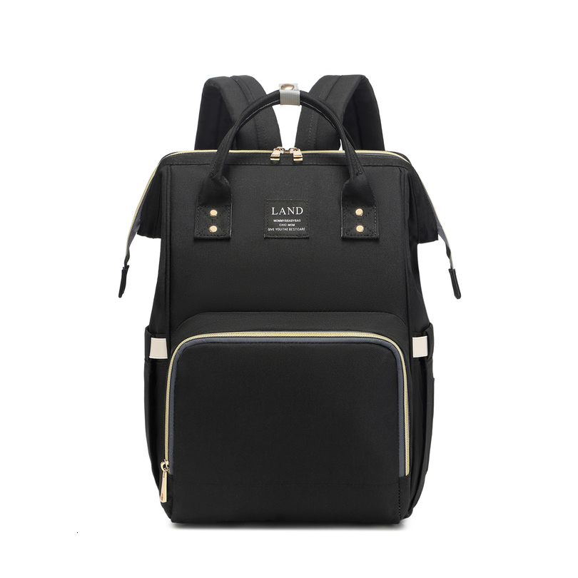 

Diaper Bags LAND Mommy Mother Large Capacity Travel Nappy Backpacks antiloss zipper Nursing Bag for MPB01 221208, Mpb01-black