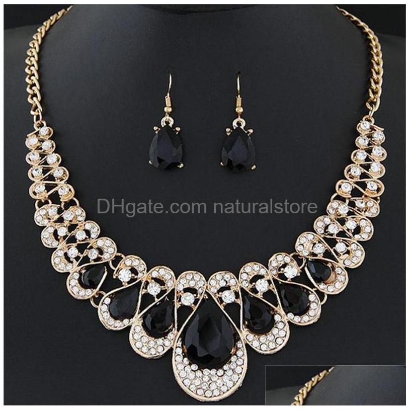 

Earrings Necklace Water Drop Necklace Earrings Sets Crystal Diamond Chandelier For Women Lady Fashion Wedding Accessories Jewelry Dhafj, As show