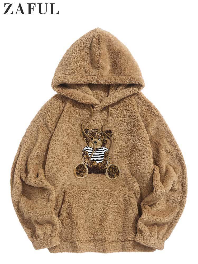 

Men s Hoodies Sweatshirts Hooded for Men Fluffy Teddy Bear Pattern Fall Winter Streetwear Pullover Casual Long Sleeves Tops 221208, Purple