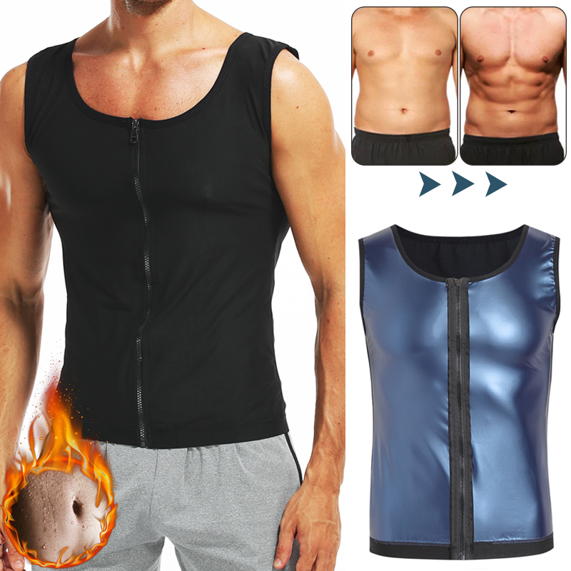 

Waist Tummy Shaper Men Abdomen Reducer Body Promote Sweat Sauna Vest Fitness Trainer Belly Slimming Shapewear Fat Corset Top 221208, Without zipper