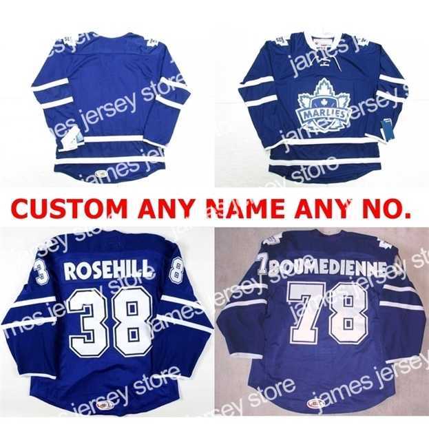 

College Hockey Wears Nik1 Mens Womens Kids 2017 AHL Toronto Marlies 38 Jay Rosehill 78 Josef Boumedienne 100% Embroidery Custom Ice Hockey Jerseys Goalit Cut