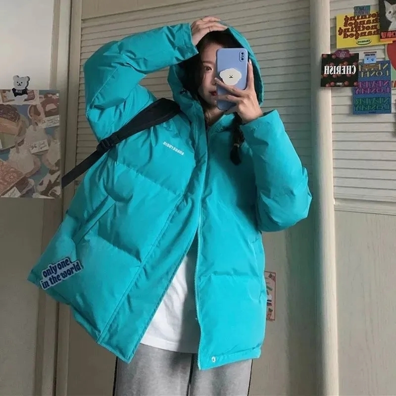 

Women  Down Parkas Korean Padded Jacket Female Winter Thick Warm Coat Loose Bread Hooded Solid Outwear 221208, Oranger