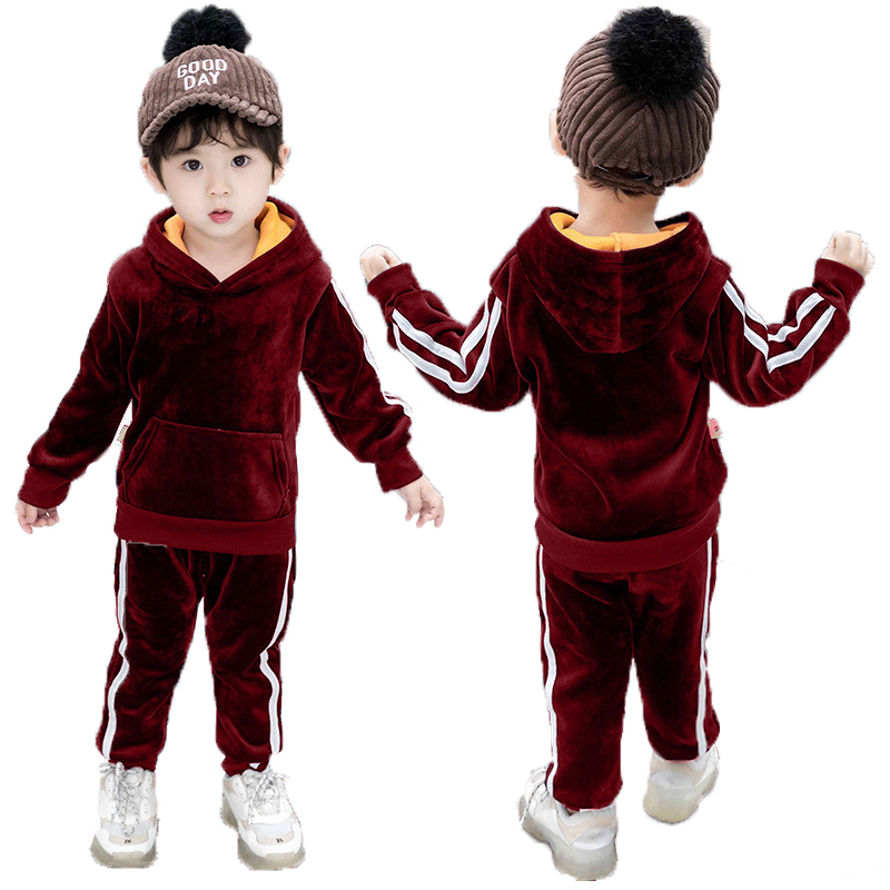 

Clothing Sets Winter Girls Clothing Sets Children Thick Warm Gold Velvet Tracksuit Outfit Boys Hooded Sweatshirt Pant Suit Kids Clothes Set 221208, As the picture