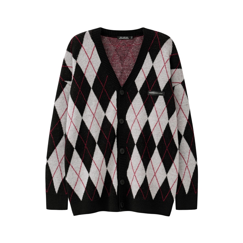 

Hip Hop V Neck Woolen Sweaters Men's Casual Cardigan Unisex Winter Clothes