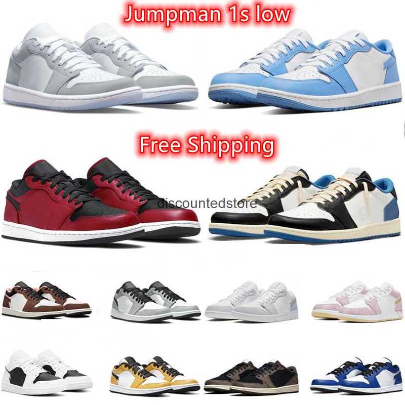 

Jumpman 1 1s Low Mens Basketball Shoes UNC Light Chocolate Travis Wolf Gery Patent Bred Chicago Triple White Camo Royal Panda Shadow, Color#1