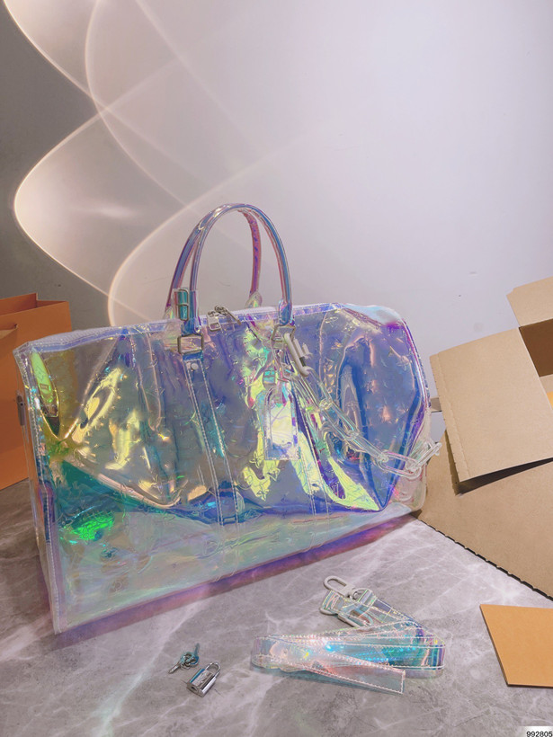 

Designer Duffel Bags Speedy 50CM Women Mens Travel Bag Gradient transparent Monograms Giant Leather Sport Outdoor Packs Soft Sided Suitcase Keep Luggage all