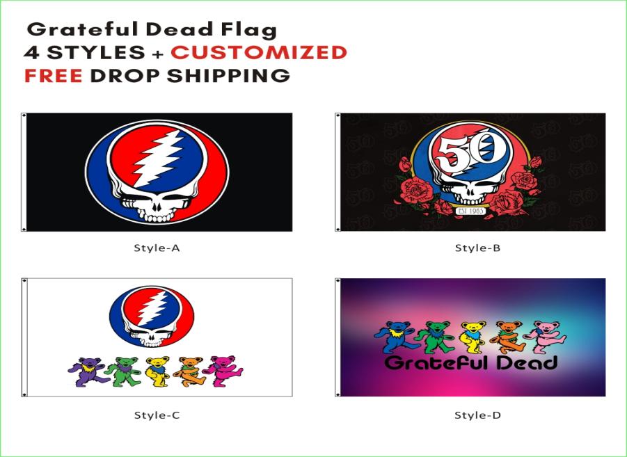 

Custom Digital Print Popular Grateful Dead Dancing Bears Flag 3x5 Feet Indoor outdoor Rock Banner Decorative house Flags Banner5080776