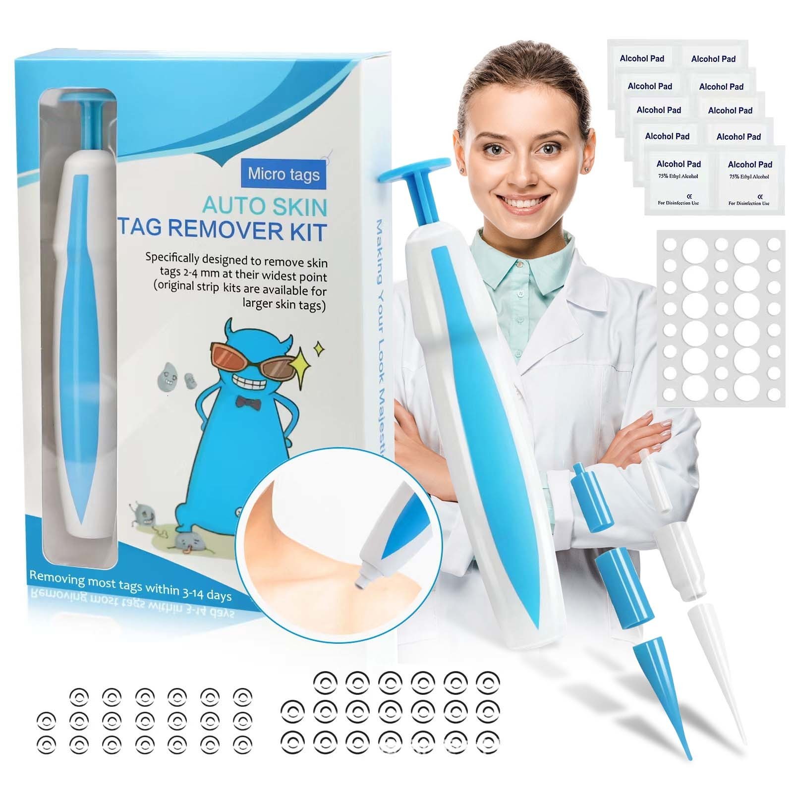 

Face Care Devices Skin Tag Remover 3 IN 1 Auto Kit Micro Stickers and Rubber Bands Device Adult Mole Stain Wart Product Beauty Tools SET 221208