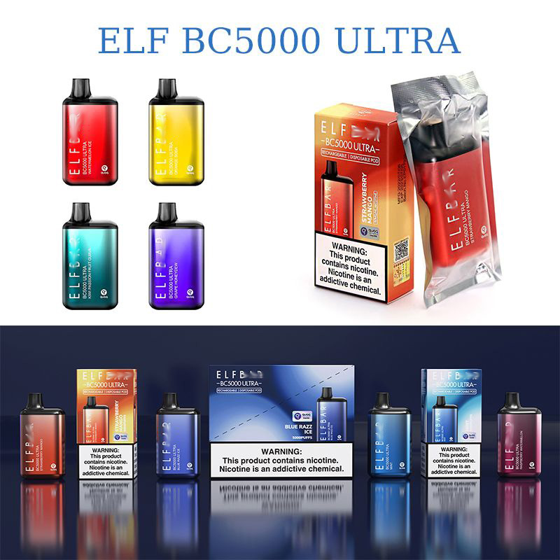 

BC5000 Ultra 5000Puffs Disposable E Cigarettes 5% Vape Pen 650mAh Battery Rechargeable Pod 13ml Ecigar elf bc box
