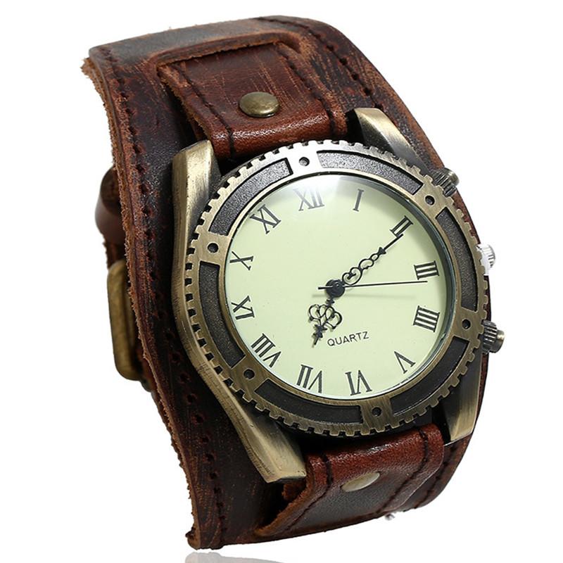 

Wristwatches 2022 Fashion Sport Mens Watches Male Clocks Punk Watch Leather Bracelets Strap Quartz Men Gift Relogio Masculino, Brown k