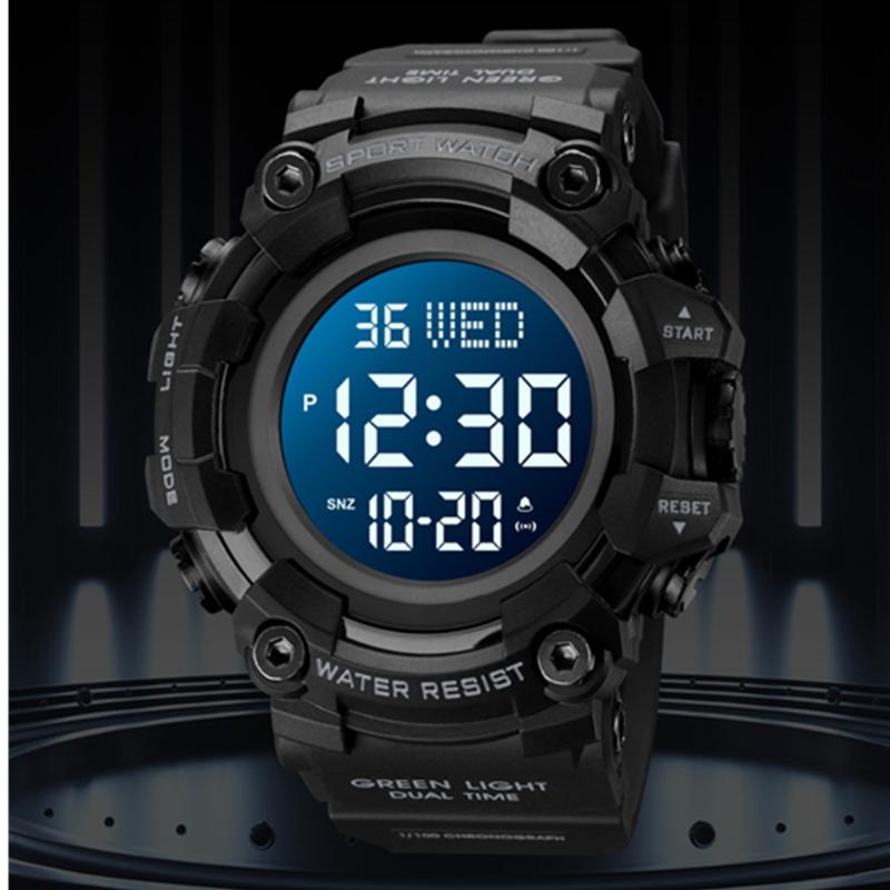 

Wristwatches SKMEI Luxury Fashion Sports Watches Men Waterproof Countdown Stopwatch Dual Time Digital Wristwatch Big Dial Clock Reloj Hombre, Blue