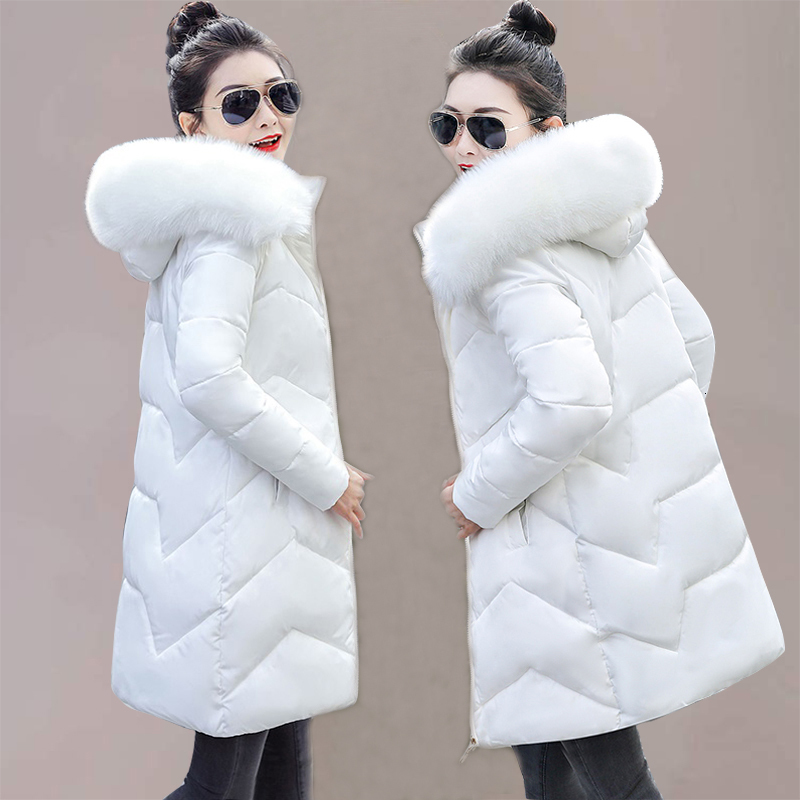 

Women s Down Parkas Plus size 7XL jacket coats winter solid thick parkas woman clothing hooded zipper warm overcoats female clothes 221208, No fur khaki