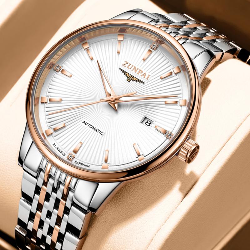 

Wristwatches Business Watch Automatic Self-Wind Mechanical Men Fashion 41mm Stainless Steel Sapphire Crystal Waterproof Watches, C4
