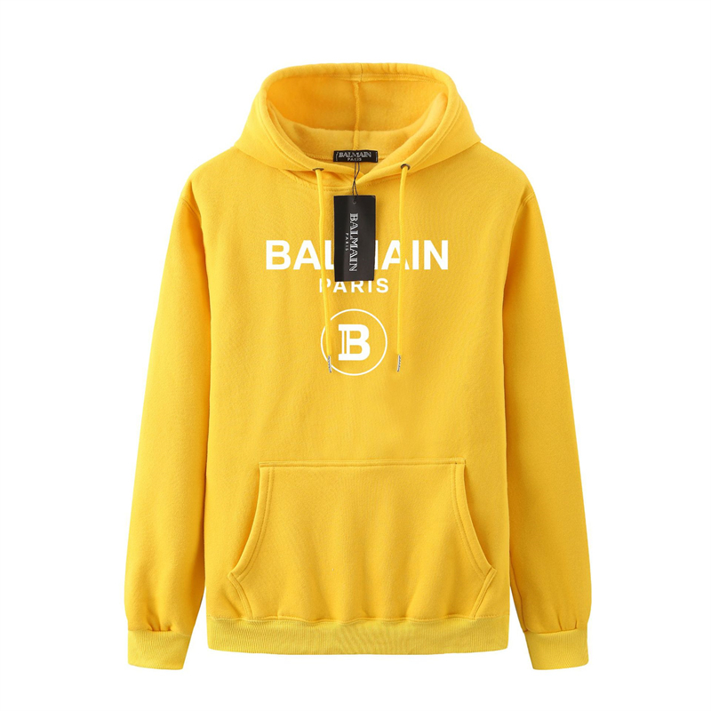 

Balmain Mens Desinger Warm Hooded Hoodies Fashion Womens Long Sleeve Print Loose Yellow Sweatshirts Couples Clothing Size S-XL