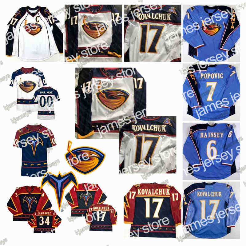 

College Hockey Wears Nik1 Atlanta Thrashers ILYA KOVALCHUK hockey jersey Marian Hossa DANY HEATLEY POPOVIC Zach Bogosian Johan Hedberg Kari Lehtonen Chris, Customize any number and name