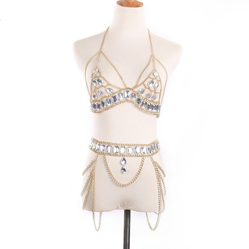 

Belly Chains Body Jewelry Women waist belt chain top bra Summer Bikini water drop body for Festival 221208