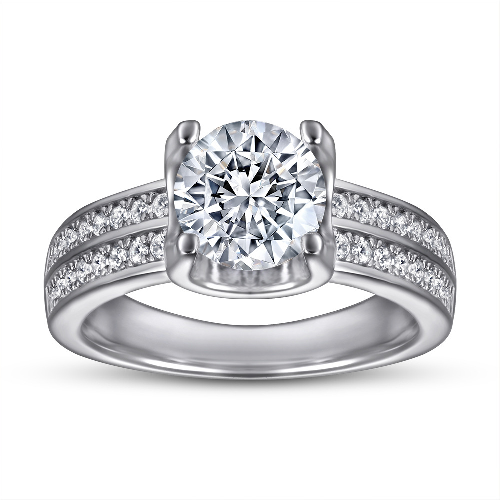 

Wedding Accessories Pure Silver Engagement Rings Fadeless Single Round Diamond Birdal Ring Proposal Ring No Fading Ladies Jewelry TL-310