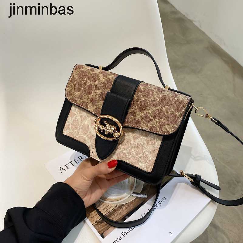 50% Discount in Stores 2023 Fashion Bag Lock Postman Hand Women's New Korean Hot Selling Trend Oblique Cross Printed Small Square