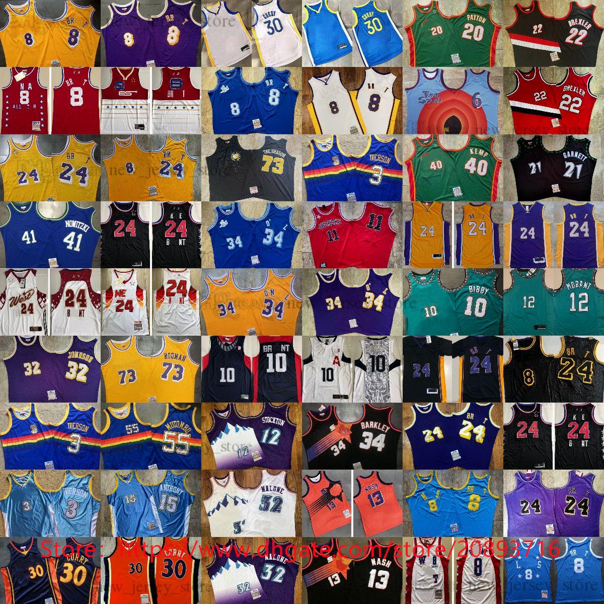 Basketball Jerseys Mitchell and Ness West Basketball Jerseys Real Stitched Payton Allen Kemp Iverson Garnett McGrady Bibby Morant Nash Barkl