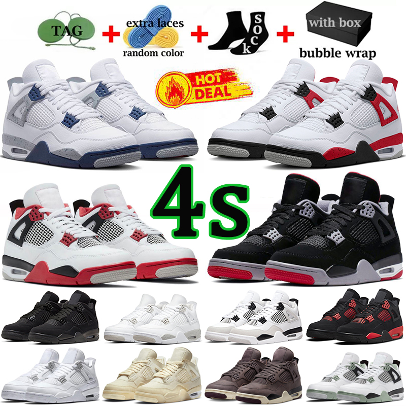 

With Box Jumpman Retro 4 Basketball Shoes 4s Fire Red Cement Midnight Navy Military Black Cat Sail Thunder Violet Ore Oreo Men Women Sneakers Outdoor Sports Trainers, Motorsports alternate
