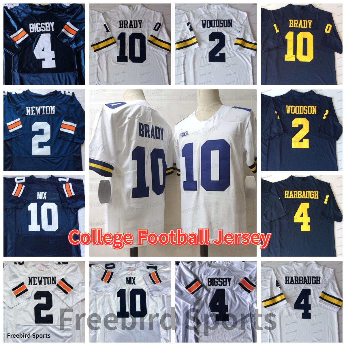 

2 Charles Woodson 10 Tom Brady Football Jersey 4 Tank Bigsby Bo Nix 2 Cam Newton White Wolverines Men NCAA College Football Jersey, Men jersey